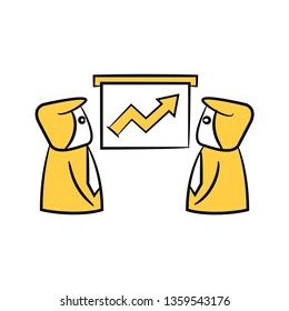 businessman and graph yellow doodle design
