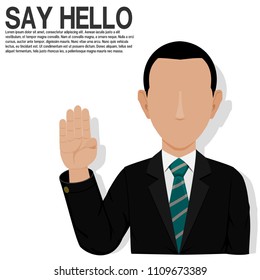 Businessman is greeting on transparent background