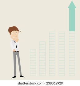 Businessman and growing arrow