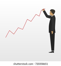 Businessman and growing business flat vector illustration