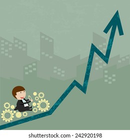businessman growing chart