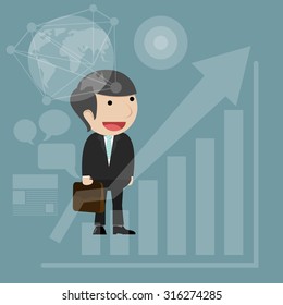 businessman growing chart