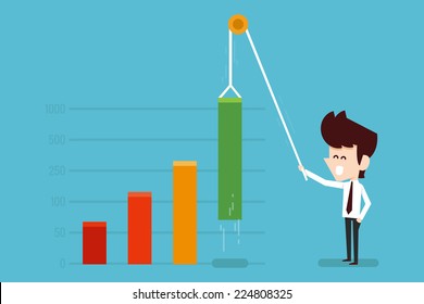 businessman growing financial chart flat design