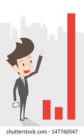 businessman growing graph, vector