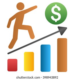 Businessman Growth Chart vector toolbar icon for software design. Style is a gradient icon symbol on a white background.