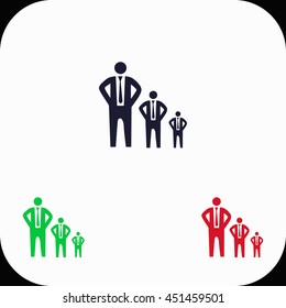 Businessman growth Illustration set. Blue, green, red icon.