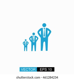 Businessman growth vector. Isolated blue icon on white background.