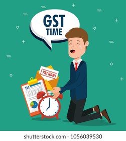 businessman with gst set icons