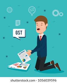 businessman with gst set icons