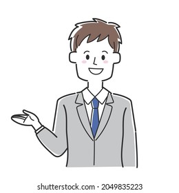 A businessman in a guiding 
