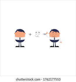 Businessman had an idea cartoon. Flat vector graphic in White background.
