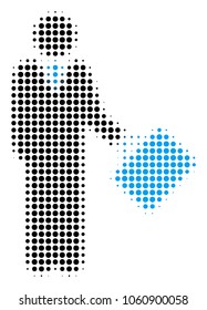 Businessman halftone vector icon. Illustration style is dotted iconic Businessman icon symbol on a white background. Halftone matrix is circle blots.