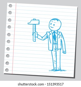 Businessman with hammer
