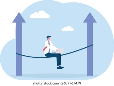 Businessman in hammock with investment growth graph plant, Passive income concept, earning with no effort by make profit or dividend from investment and achieve financial freedom concept

