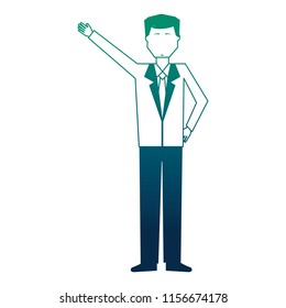 businessman with hand up avatar character
