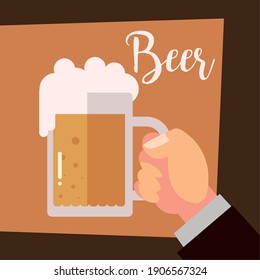 businessman hand with beer mug cheers vector illustration