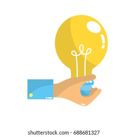 businessman hand with bulb idea inspiration