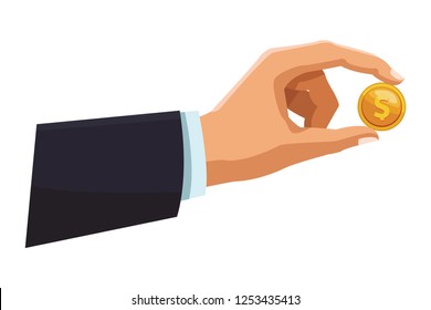 businessman hand with coin