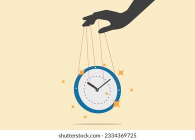 Businessman hand control the time with clock.concept of freedom or efficient time management, deadline, efficiency and productive