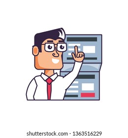 businessman with hand up and document