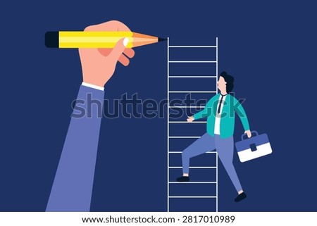 Businessman hand drawing a ladder. Concept business vector