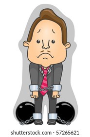 Businessman in Hand and Feet Cuffs - Vector