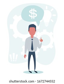 Empresario con vista completa. Ilustración de diseño plano vectorial.