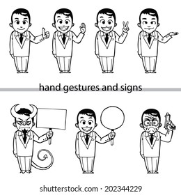 businessman hand gestures and signs