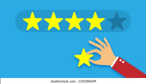 Businessman hand giving five star rating, Feedback concept vector illustration flat style