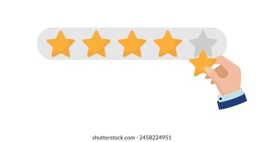 Businessman hand giving five star rating, feedback conceptual vector illustration.
