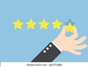 Businessman hand giving five star rating, Feedback concept, VECTOR, EPS10