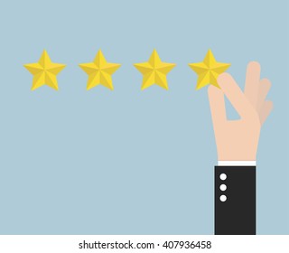 Businessman hand giving five star rating