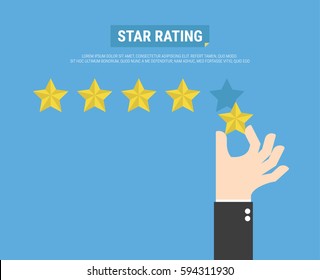 Businessman hand giving five star rating, Feedback concept, VECTOR, EPS10