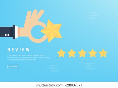 Businessman hand giving five star rating, Feedback concept, VECTOR, EPS10