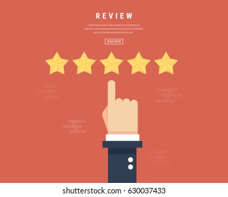 Businessman hand giving five star rating, Feedback concept, VECTOR, EPS10