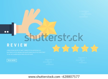 Businessman hand giving five star rating, Feedback concept, VECTOR, EPS10