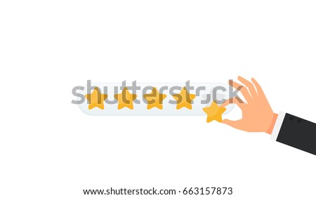 Businessman hand giving five star rating, Feedback concept vector illustration flat style