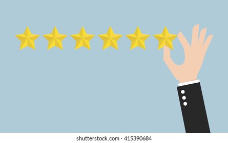 Businessman hand giving seven star rating