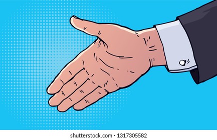 Businessman hand going to handshake, Vector illustration