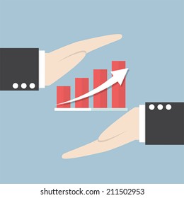 Businessman hand and graph, VECTOR, EPS10