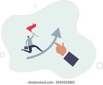 businessman hand help push arrow rising up for success.flat vector illustration.