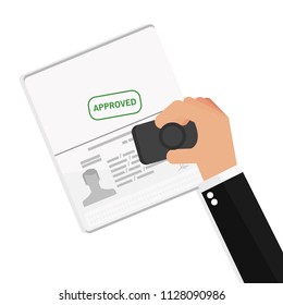 Businessman Hand Hold Travel Approved Document