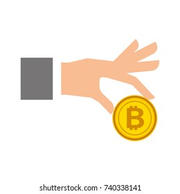 businessman hand holding bitcoin currency digital