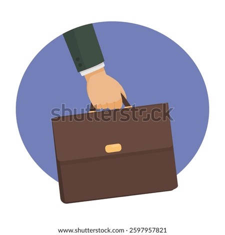Businessman hand holding briefcase with documents