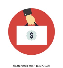 Businessman hand holding briefcase. vector illustration