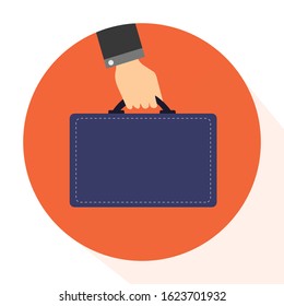 Businessman hand holding briefcase. vector illustration