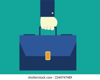 Businessman hand holding briefcase. vector illustration