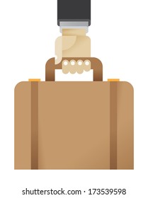 Businessman hand holding business briefcase. With copy space on briefcase for your business text.