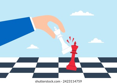 Businessman hand holding chess king for strategic planning