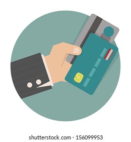 Businessman Hand Holding Credit Card , Eps10 Vector Format